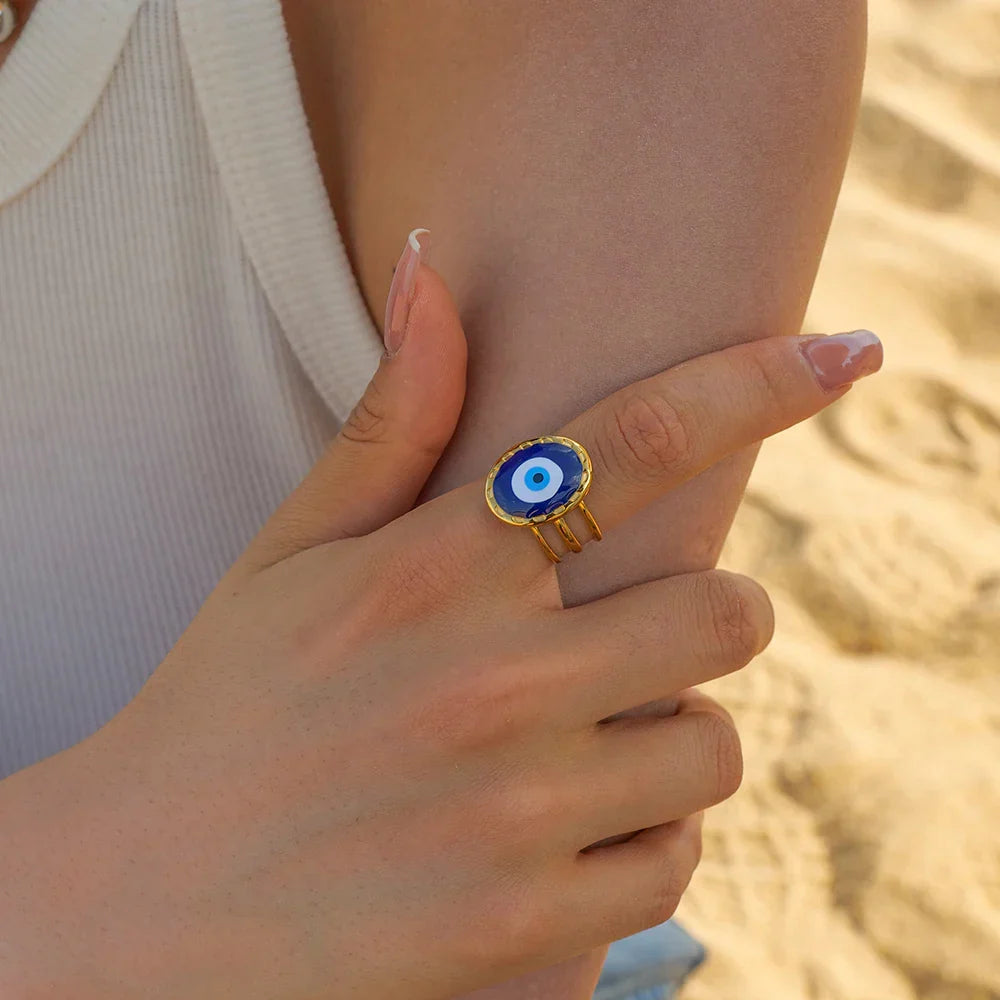 Amulet Turkish Eye Ring (Gold Plated) | Luvesina