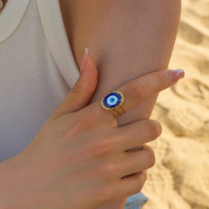Amulet Turkish Eye Ring (Gold Plated) | Luvesina