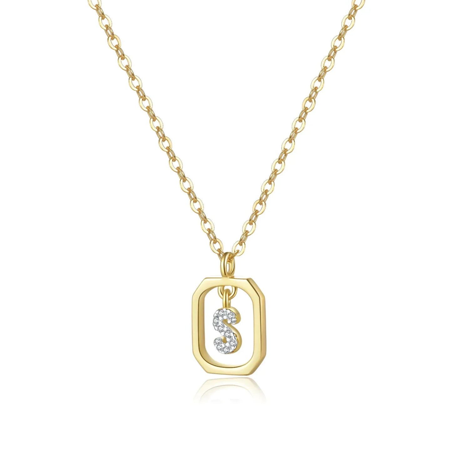 Iniciales with Zirconia Necklace (18K Gold Plated) | Luvesina
