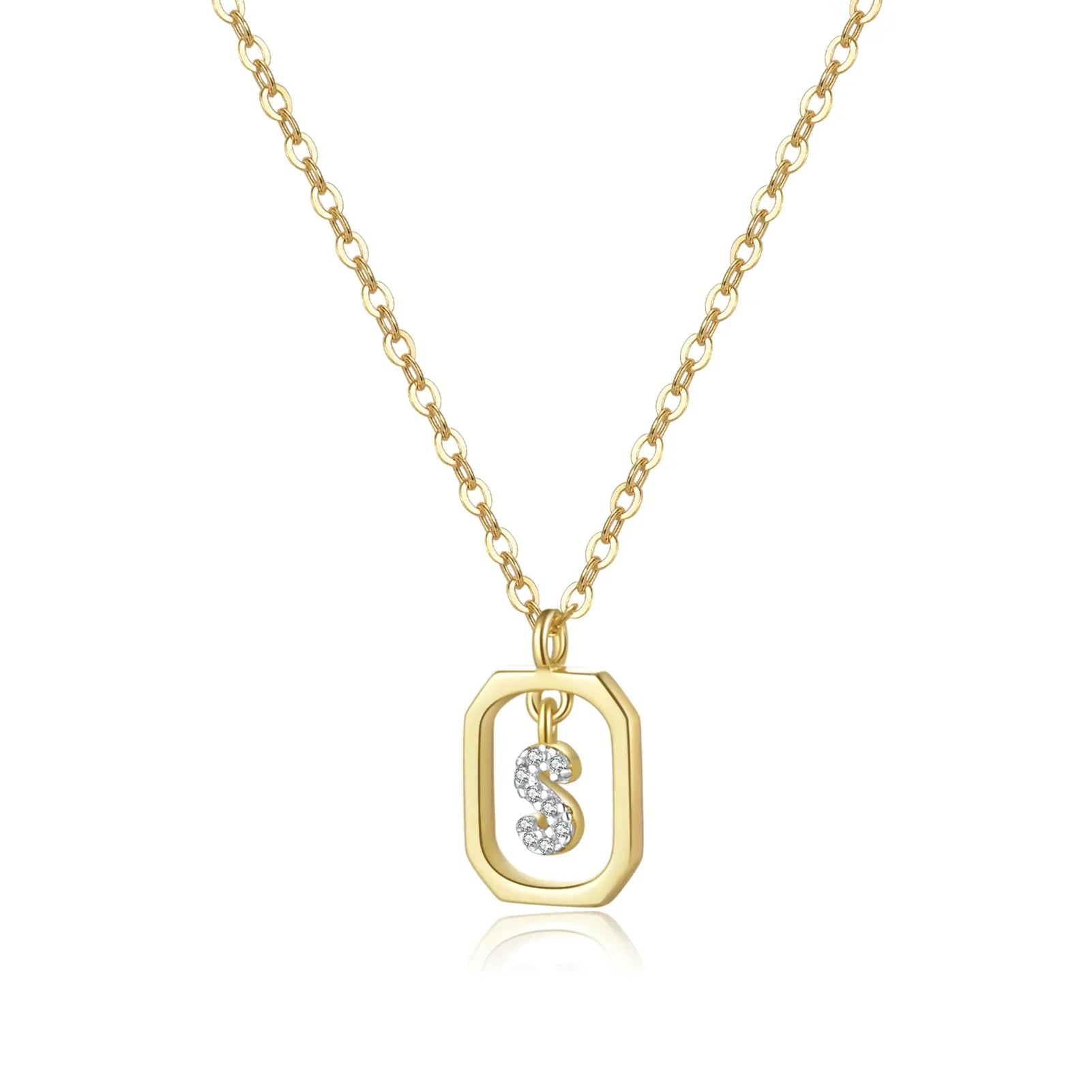 Iniciales with Zirconia Necklace (18K Gold Plated) | Luvesina