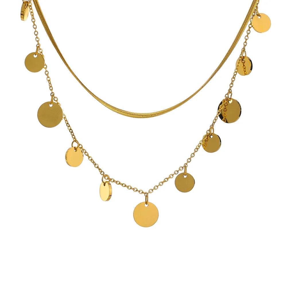 Mezcla of Necklace of Capas with Medals and Malla (18K Gold Plated) | Luvesina