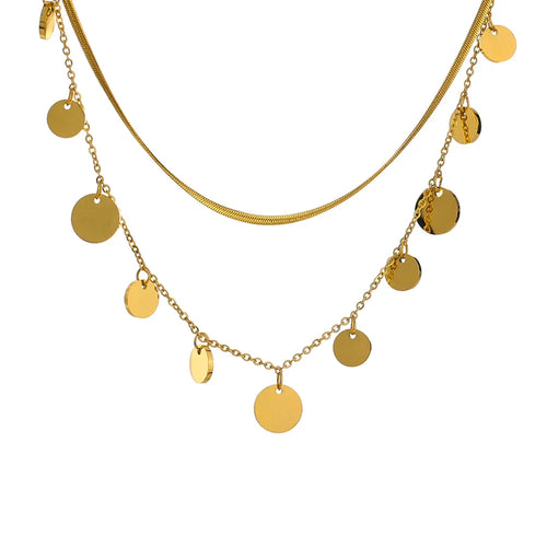 Mezcla of Necklace of Capas with Medals and Malla (18K Gold Plated) | Luvesina