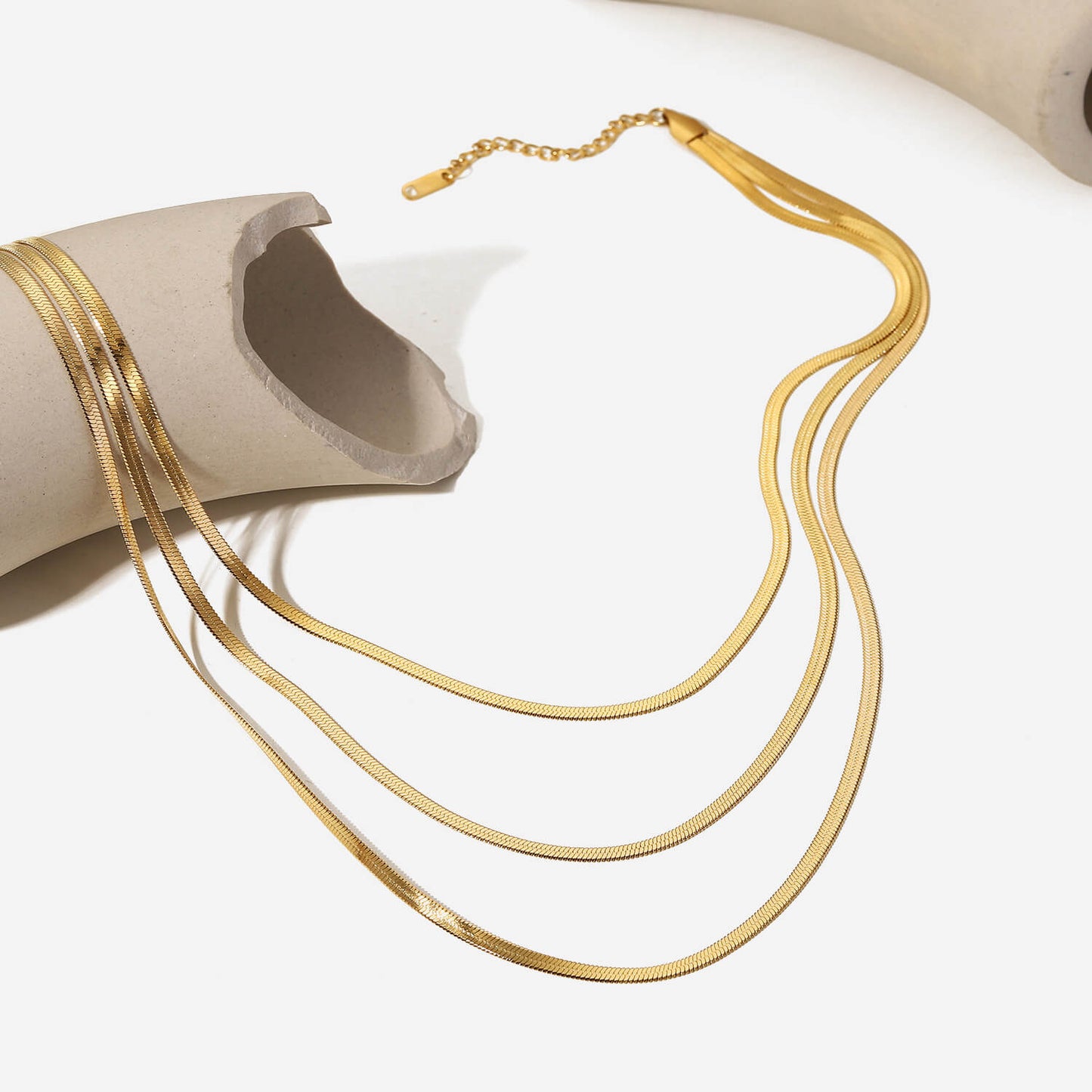 Malla in Triple Capa Necklace (18K Gold Plated) | Luvesina