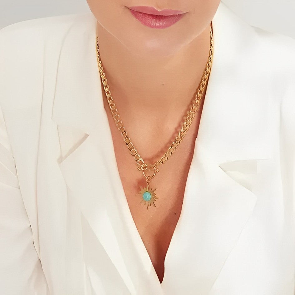 Sun of Mayo Chain Necklace (18K Gold Plated) | Luvesina