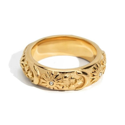 Celeste Sun and Moon Zirconia Ring (18K Gold Plated) | Luvesina