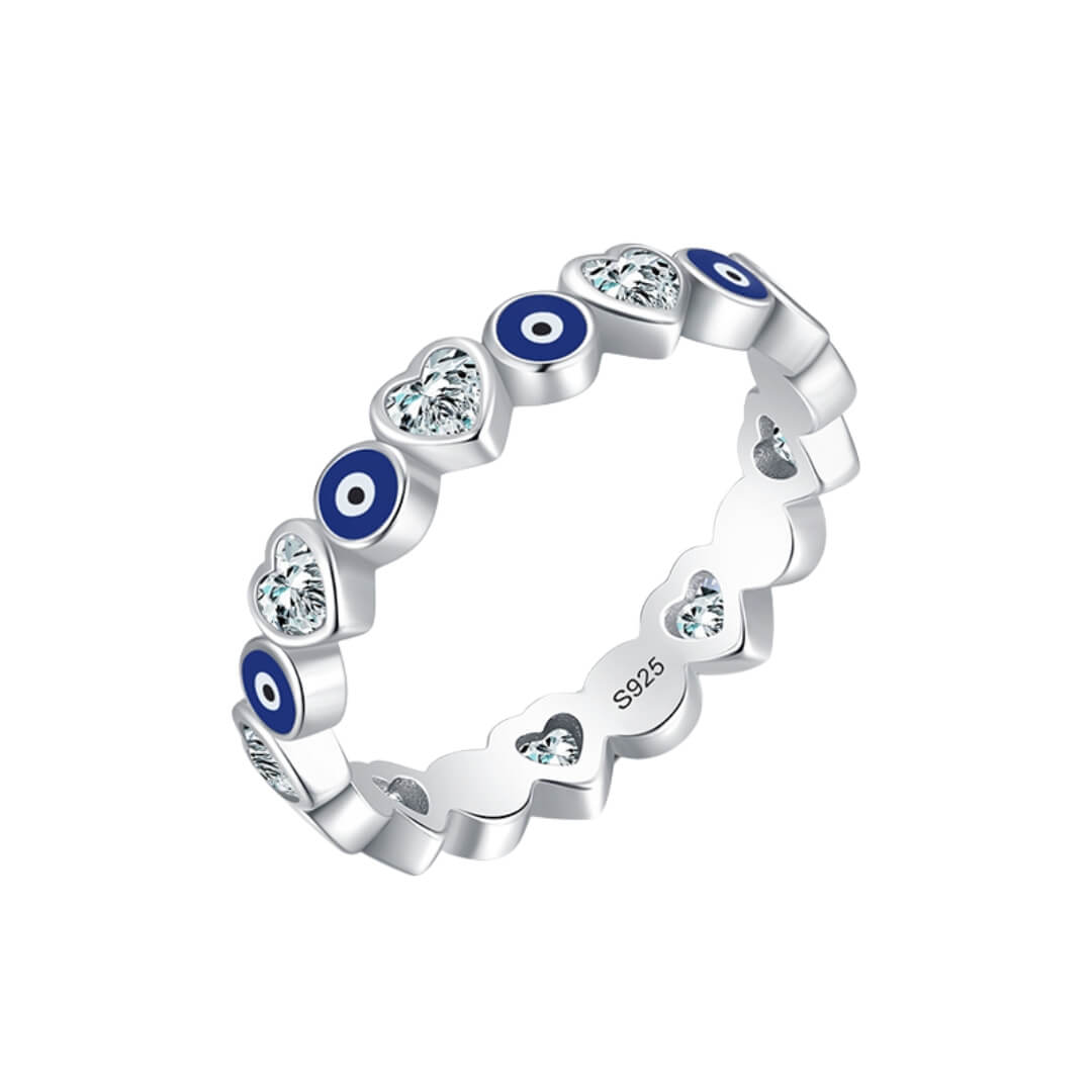 Turkish Eye and Heart Ring (Sterling Silver 925) | Luvesina