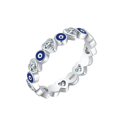 Turkish Eye and Heart Ring (Sterling Silver 925) | Luvesina