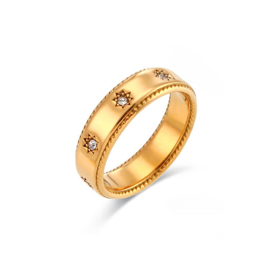 Stella with Zirconia Crystals Ring (18K Gold Plated) | Luvesina