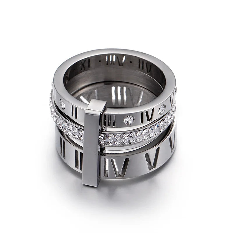 Triple Roman Numerals Ring (18K Gold Plated) | Luvesina