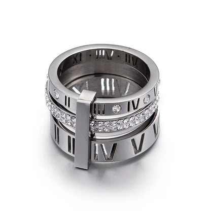 Triple Roman Numerals Ring (18K Gold Plated) | Luvesina