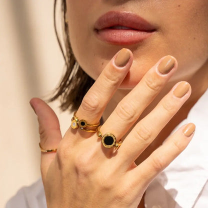 Double with Roman Numerals Ring (Gold Plated) | Luvesina