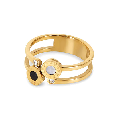 Double with Roman Numerals Ring (Gold Plated) | Luvesina