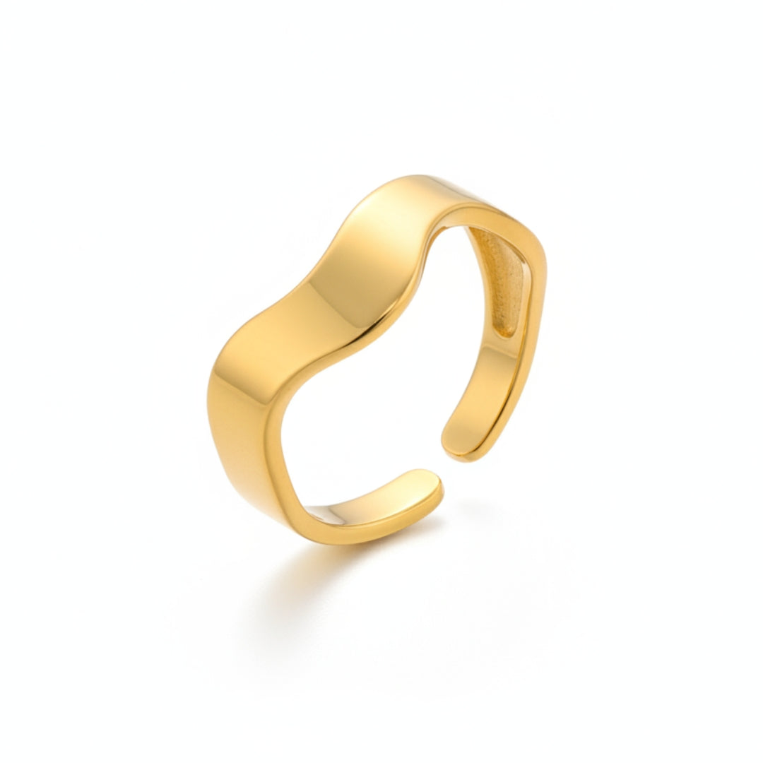 Waves Lucca Adjustable Ring (18K Gold Plated) | Luvesina