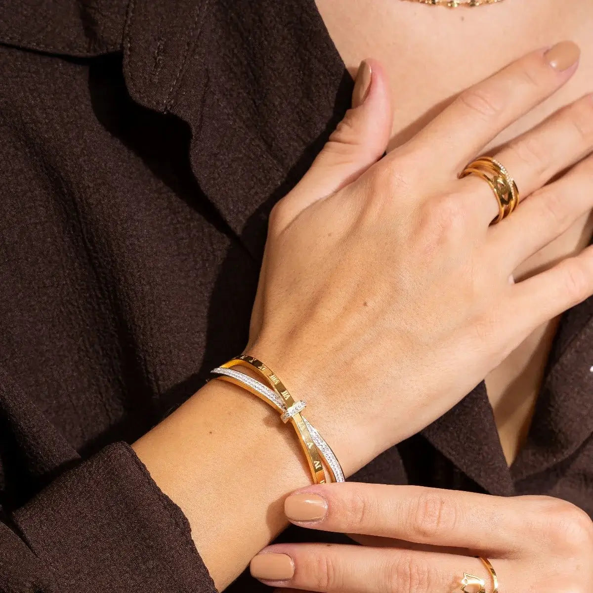 Brazalete Romano Zirconia (18K Gold Plated) | Luvesina