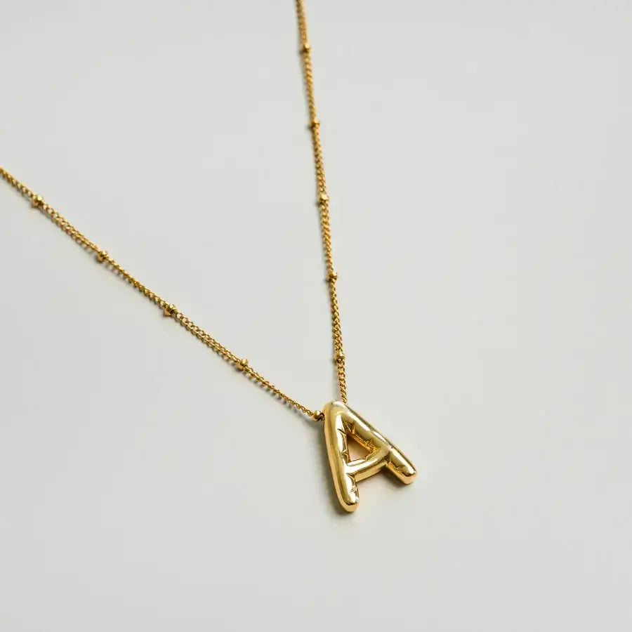 Letra Inicial Bubble Necklace (Gold Plated) | Luvesina