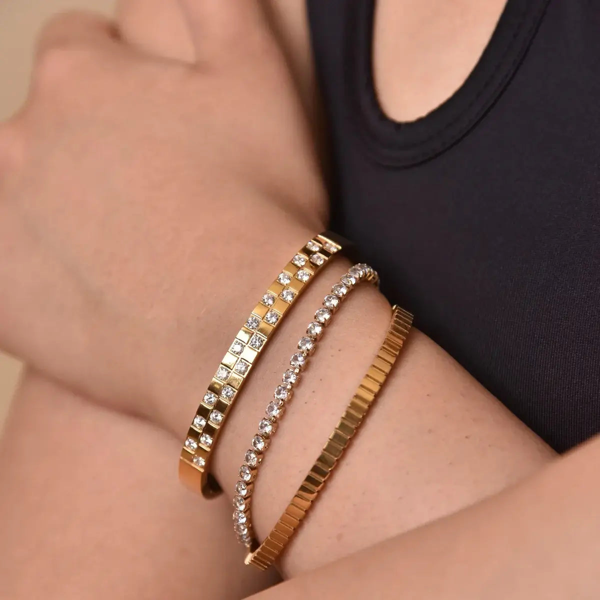 Riviera with Zirconia Brilliant Bracelet (Gold Plated) | Luvesina