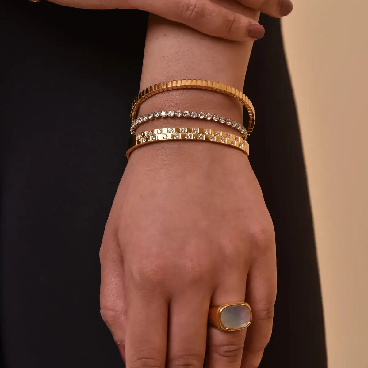 Riviera with Zirconia Brilliant Bracelet (Gold Plated) | Luvesina