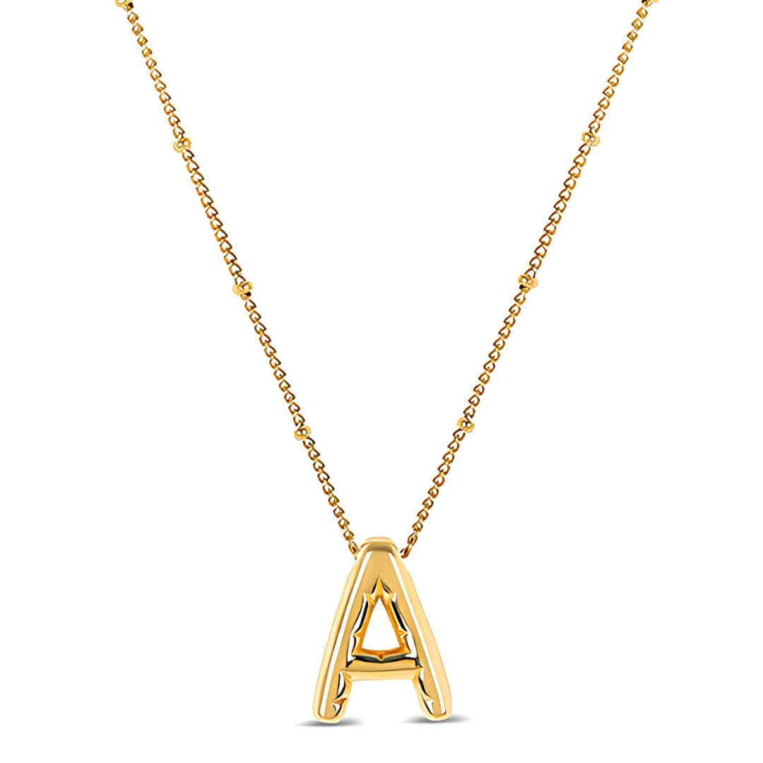 Letra Inicial Bubble Necklace (Gold Plated) | Luvesina