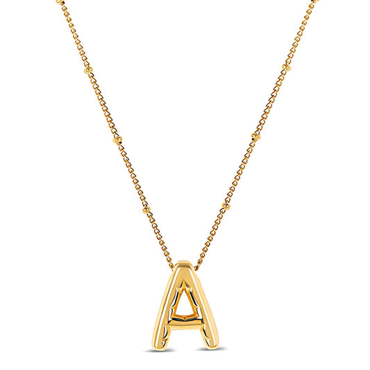 Letra Inicial Bubble Necklace (Gold Plated) | Luvesina