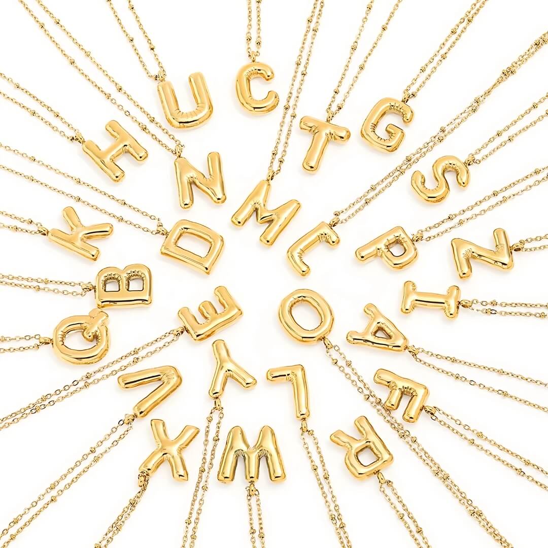 Letra Inicial Bubble Necklace (Gold Plated) | Luvesina