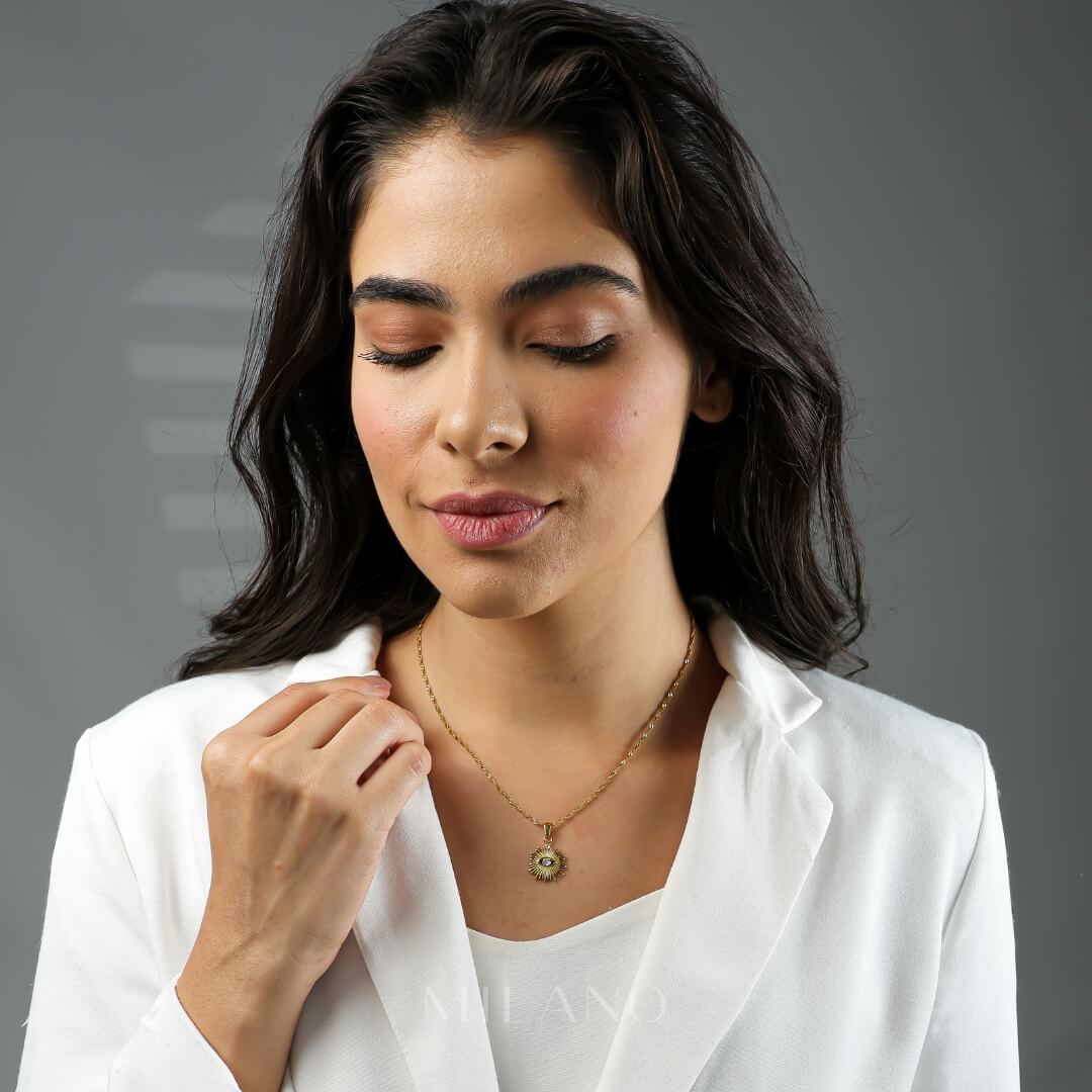 Occhio Zirconia Necklace (18K Gold Plated) | Luvesina