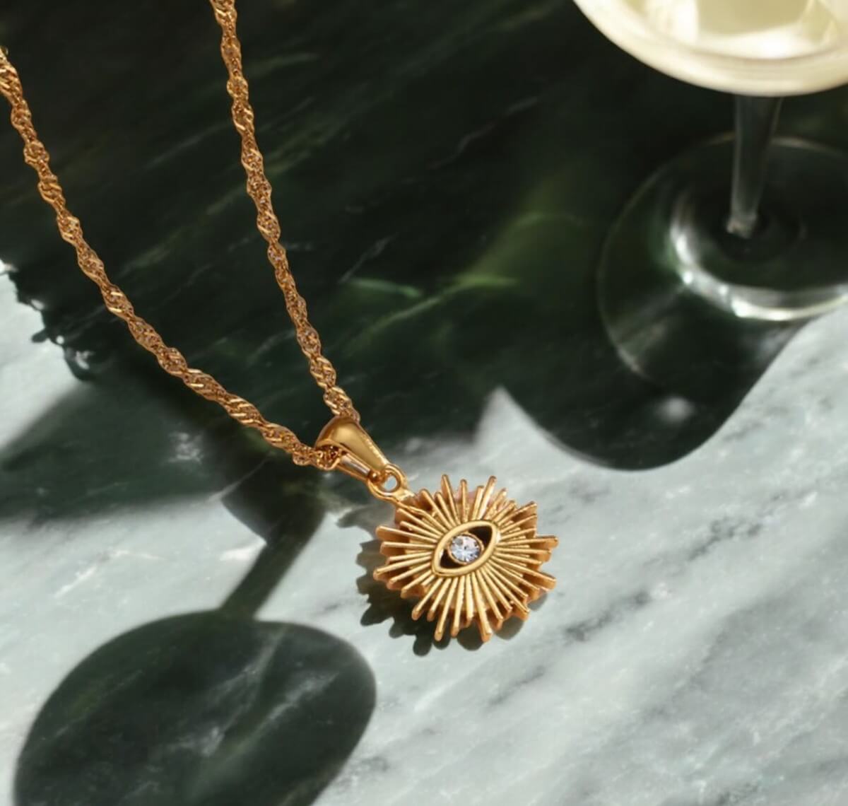 Occhio Zirconia Necklace (18K Gold Plated) | Luvesina