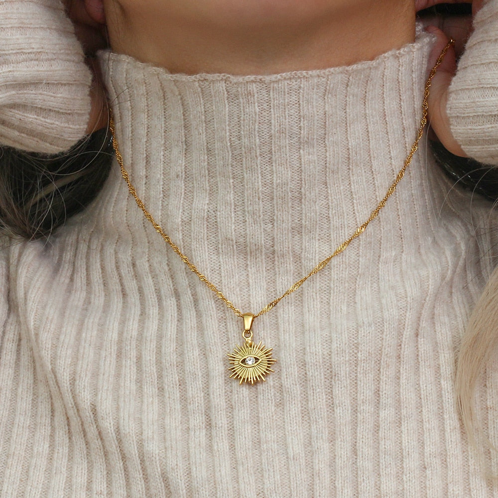 Occhio Zirconia Necklace (18K Gold Plated) | Luvesina