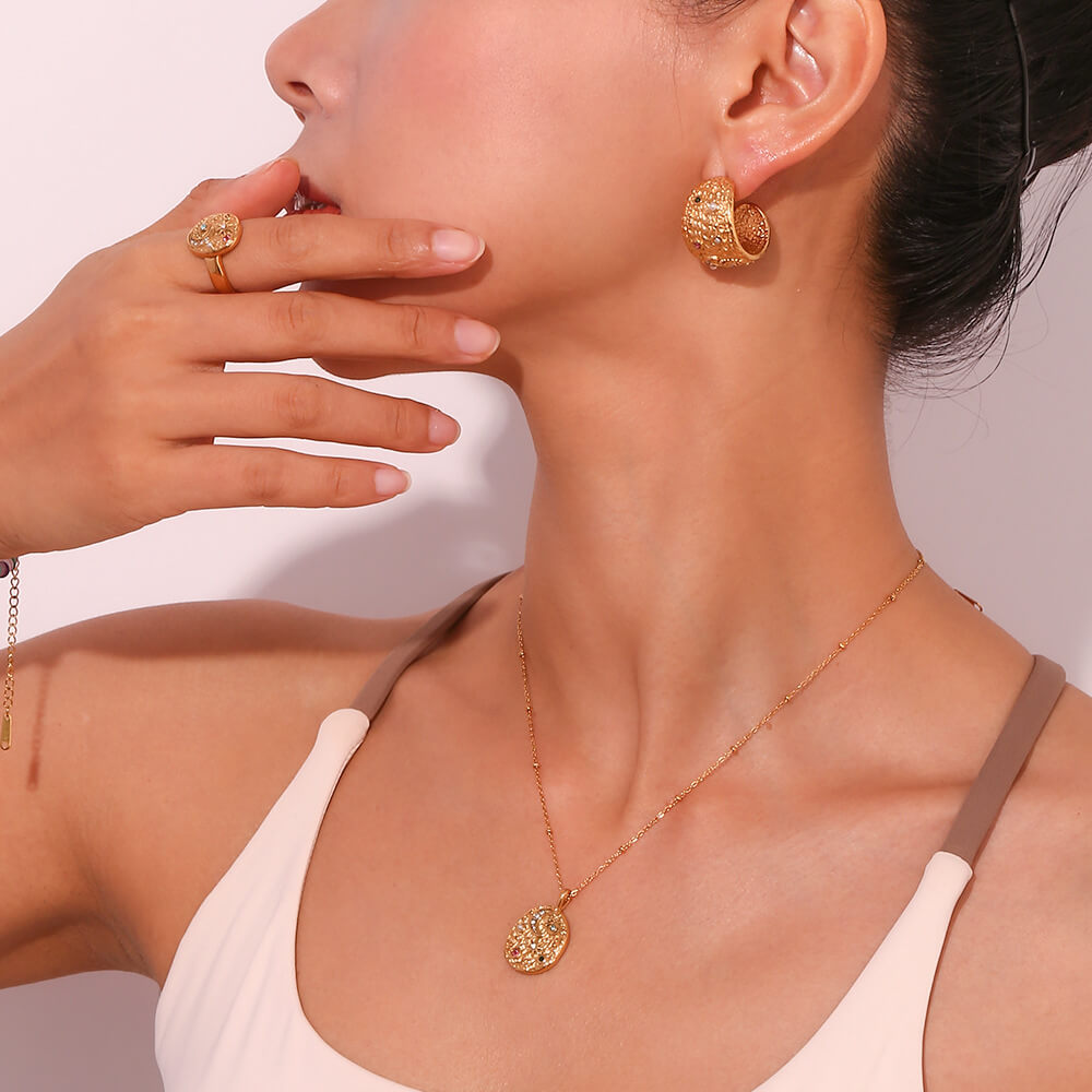 Set Marsella: Necklace + Ring (18K Gold Plated) | Luvesina