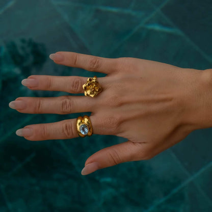Lotus Adjustable Ring (18K Gold Plated) | Luvesina