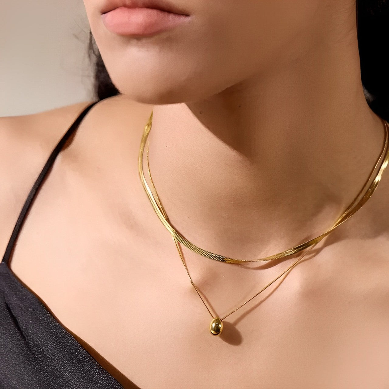 Mixto Goccia Necklace (18K Gold Plated) | Luvesina
