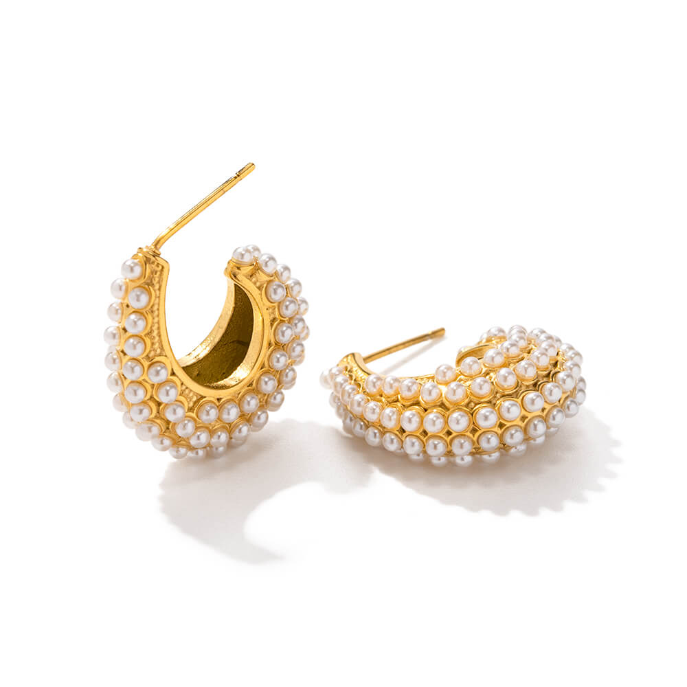 Aro Medio with Pearls Harmony Earring (18K Gold Plated) | Luvesina