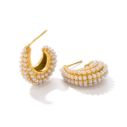 Aro Medio with Pearls Harmony Earring (18K Gold Plated) | Luvesina