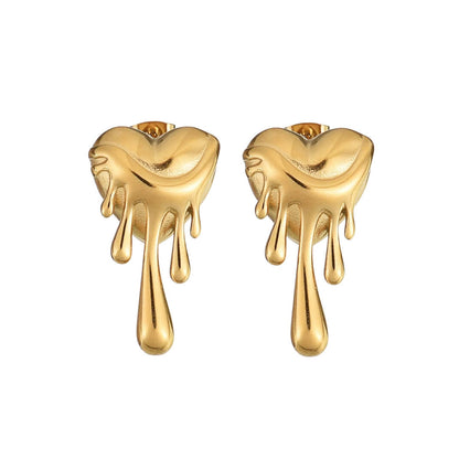 Heart Derretido Earrings (Gold Plated) | Luvesina