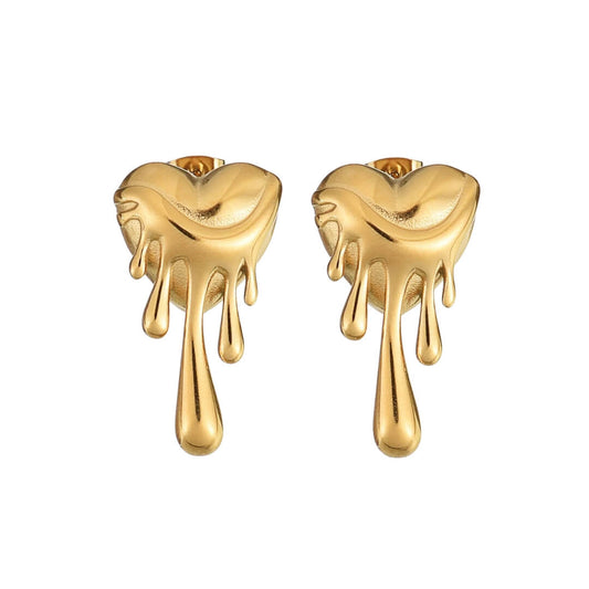 Heart Derretido Earrings (Gold Plated) | Luvesina