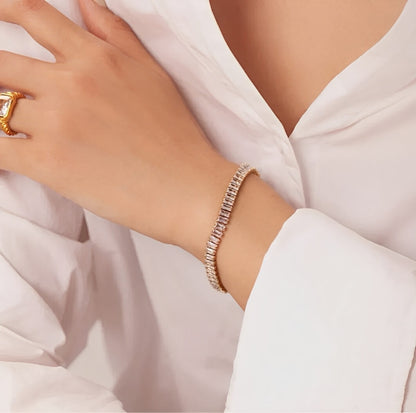 Riviera with Zirconia Baguette Bracelet (Gold Plated) | Luvesina